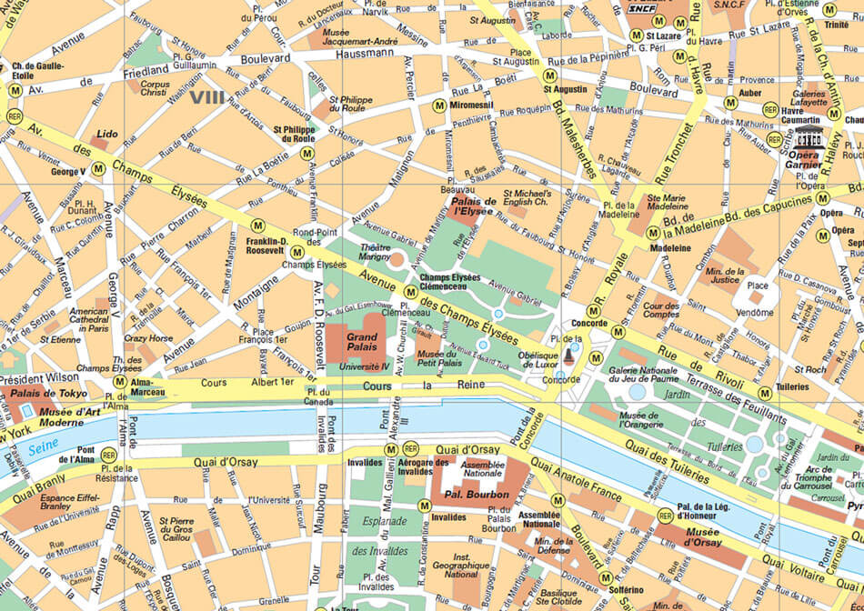 Touristischer Stadtplan von Paris